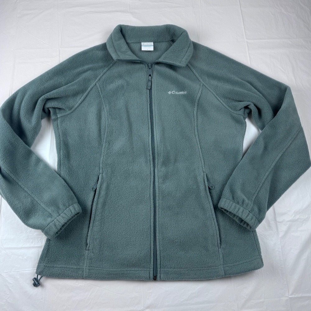 Columbia Benton Springs Full Zip Fleece Jacket Womens Large Sage Green WL6439